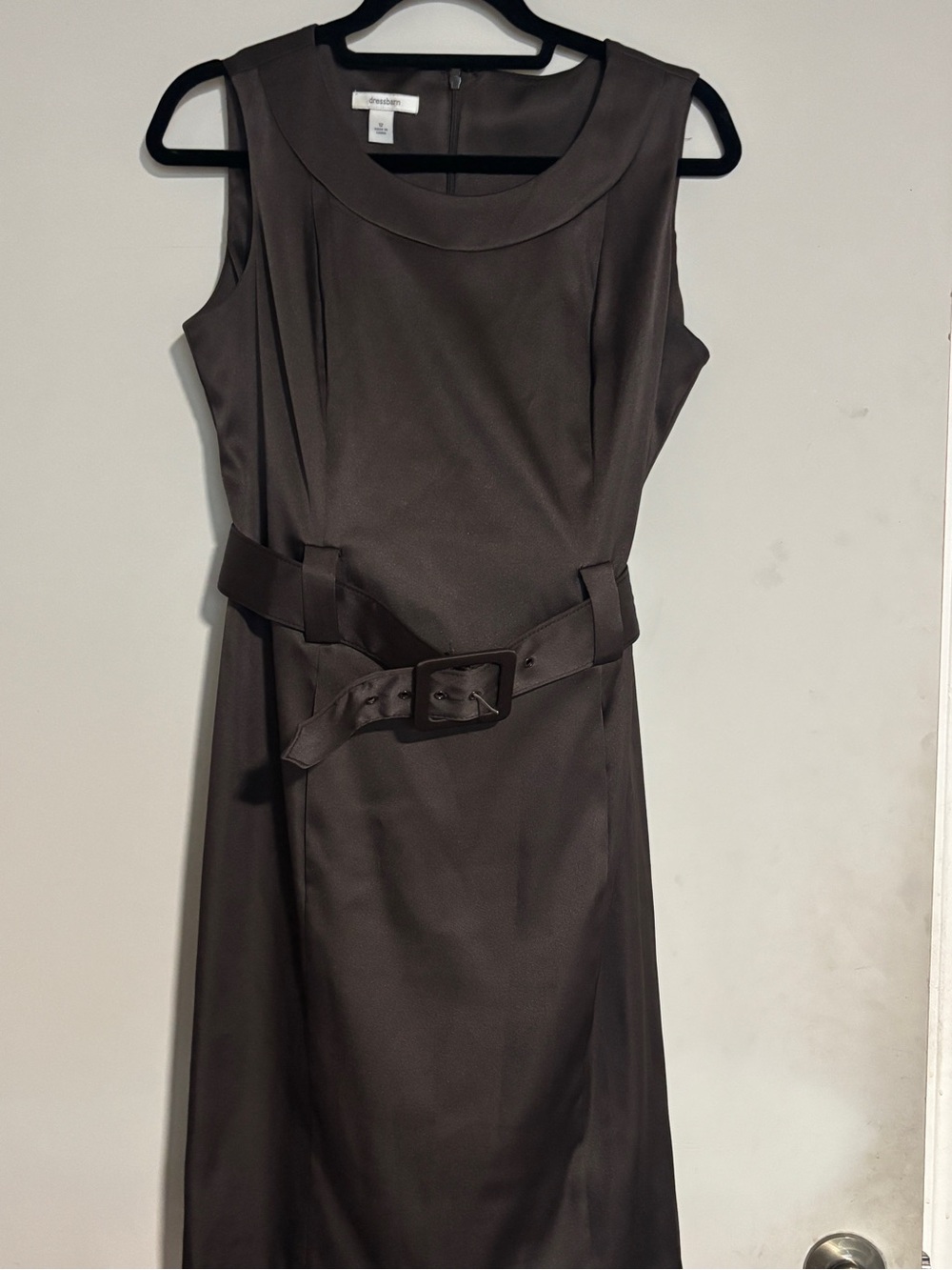 Dress Barn Brown Sleeveless Belted Midi Dress